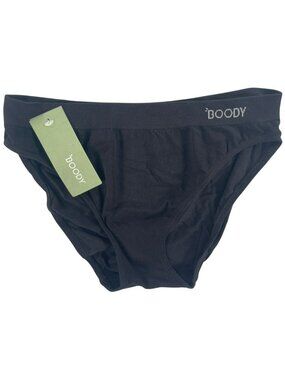 Boody Classic Bikini Briefs Black Comfy Bamboo Viscose Panties Women's Sz M NEW
